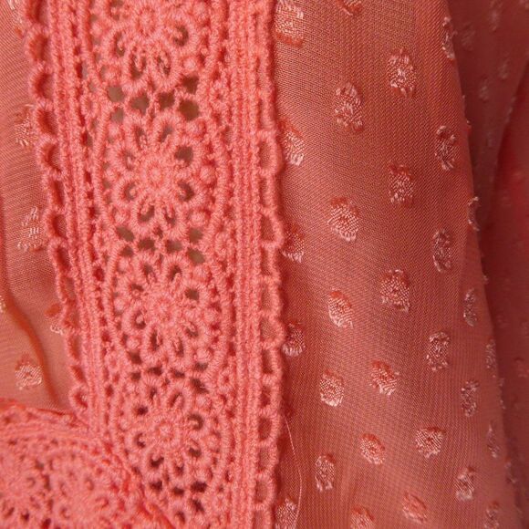 Daniel Rainn Swiss Dot Keyhole Sleeveless Blouse S Tangerine - Picture 9 of 11